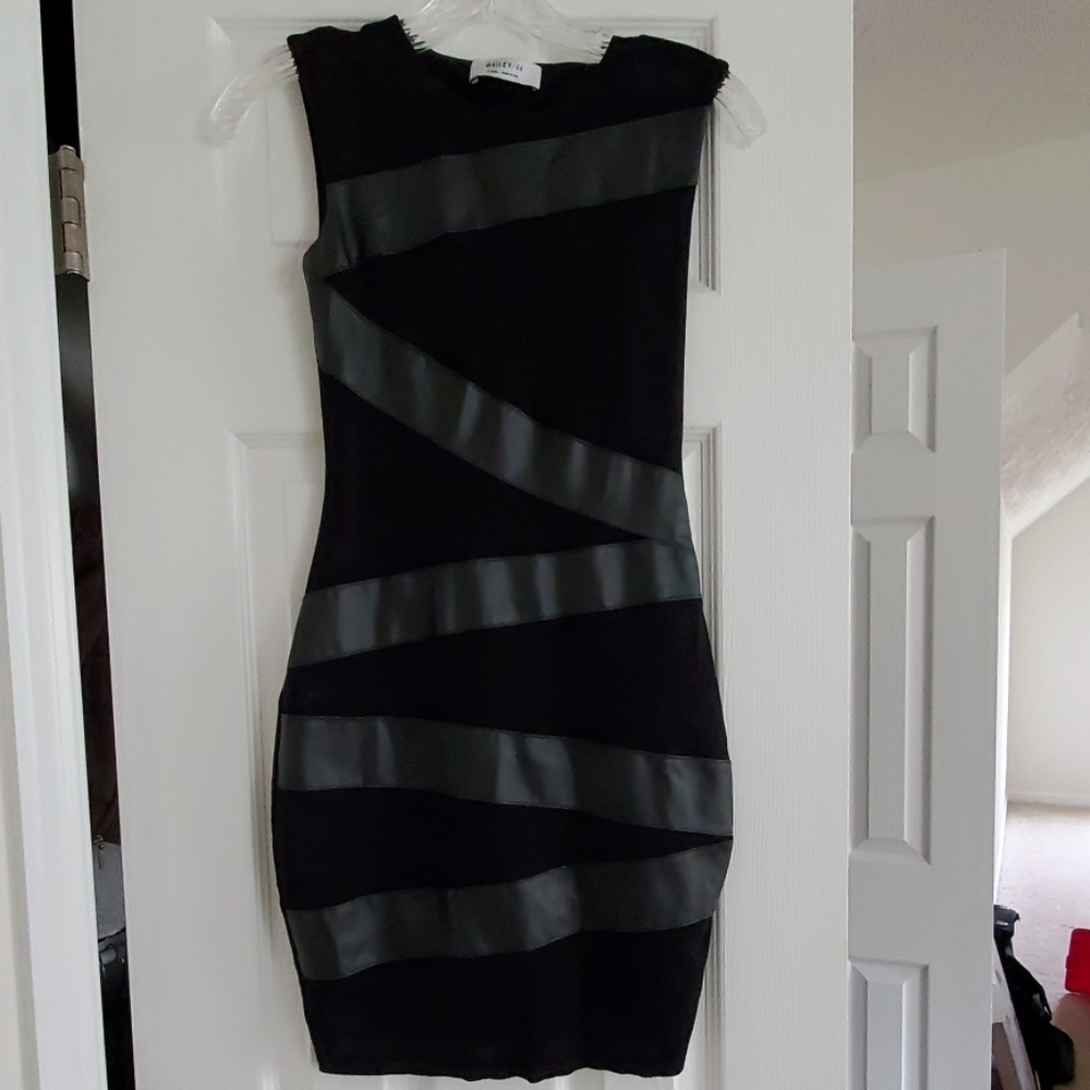 Bailey 44 leather stripe cocktail dress